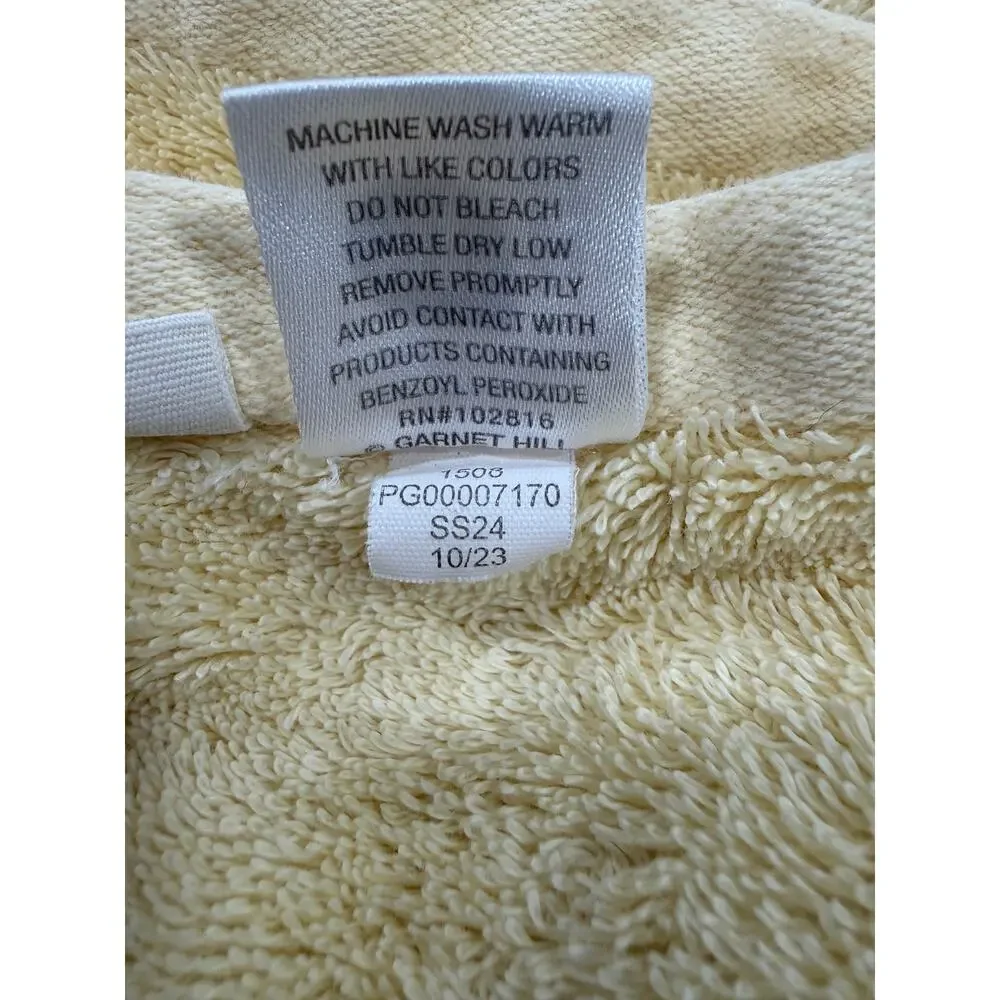 Garnet Hill Bath Towel Oversize Yellow Egyptian Cotton Plush Luxury 66 x 34 Inch